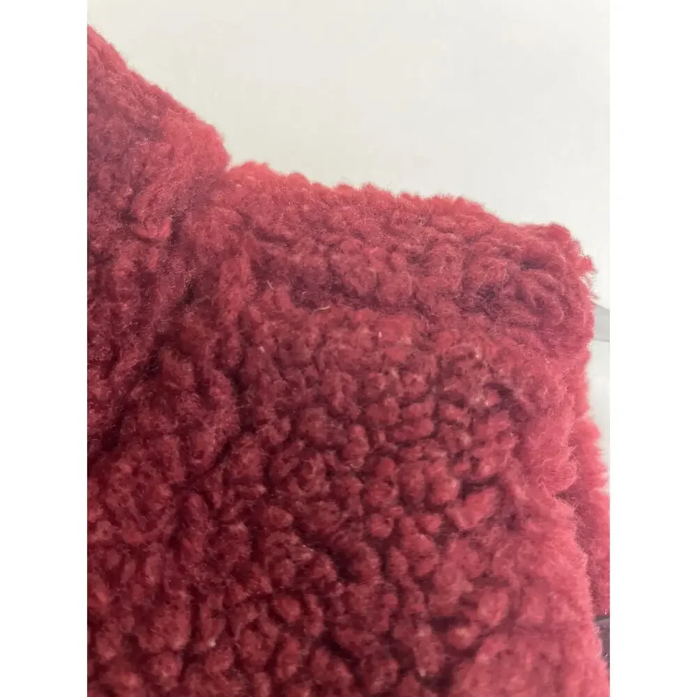 J. Crew Womens Full Zip Teddy Sherpa Vest Size XS Maroon Zip Pockets Lined Fall - Picture 2 of 8